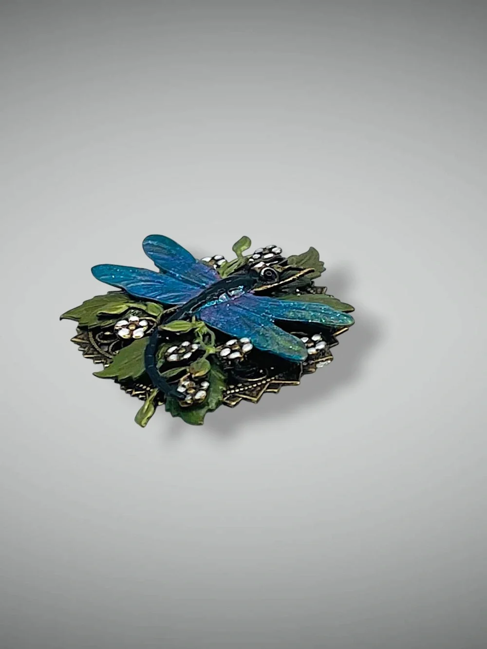 Art Nouveau Style Enamel Dragonfly Garden Lapel Brooch